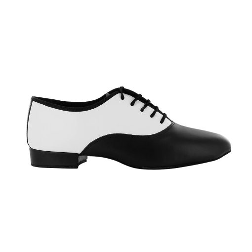 pantofi dans barbati piele black and white toc 2.5 cm